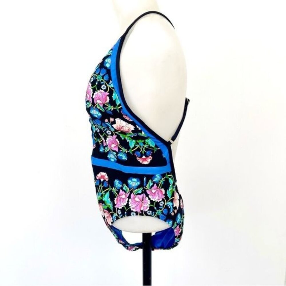 Nanette Lepore Damask Floral Print Goddess 1 Piece Mio Swimsuit Size Large - Picture 6 of 10